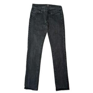 7 For All Mankind Roxanne Slim Straight Jeans Black Wash Stretch W27L32